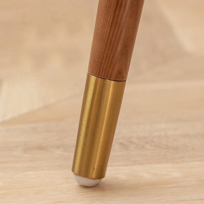 Traditional Japanese Arc Faux Leather Ash Dining Chair Backrest Armrest For Dining Room