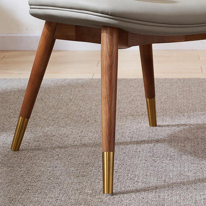 Traditional Japanese Arc Faux Leather Ash Dining Chair Backrest Armrest For Dining Room