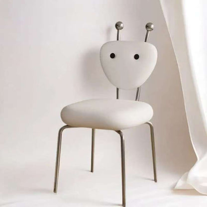 Contemporary Creative Square Alien Faux Leather Lambswool Iron Dining Chair Backrest Armless For Dining Room