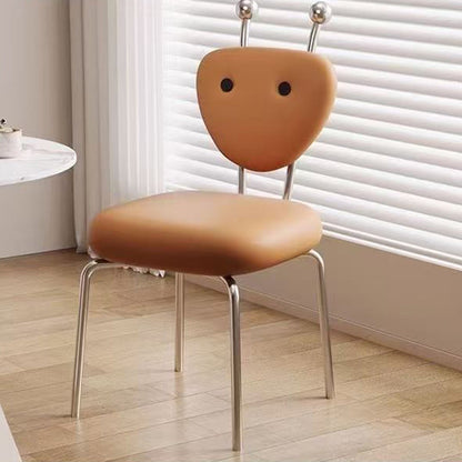 Contemporary Creative Square Alien Faux Leather Lambswool Iron Dining Chair Backrest Armless For Dining Room