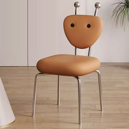 Contemporary Creative Square Alien Faux Leather Lambswool Iron Dining Chair Backrest Armless For Dining Room