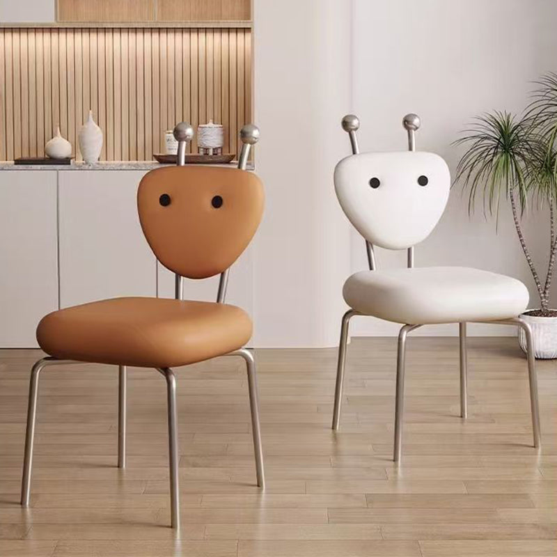 Contemporary Creative Square Alien Faux Leather Lambswool Iron Dining Chair Backrest Armless For Dining Room