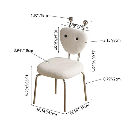 Contemporary Creative Square Alien Faux Leather Lambswool Iron Dining Chair Backrest Armless For Dining Room