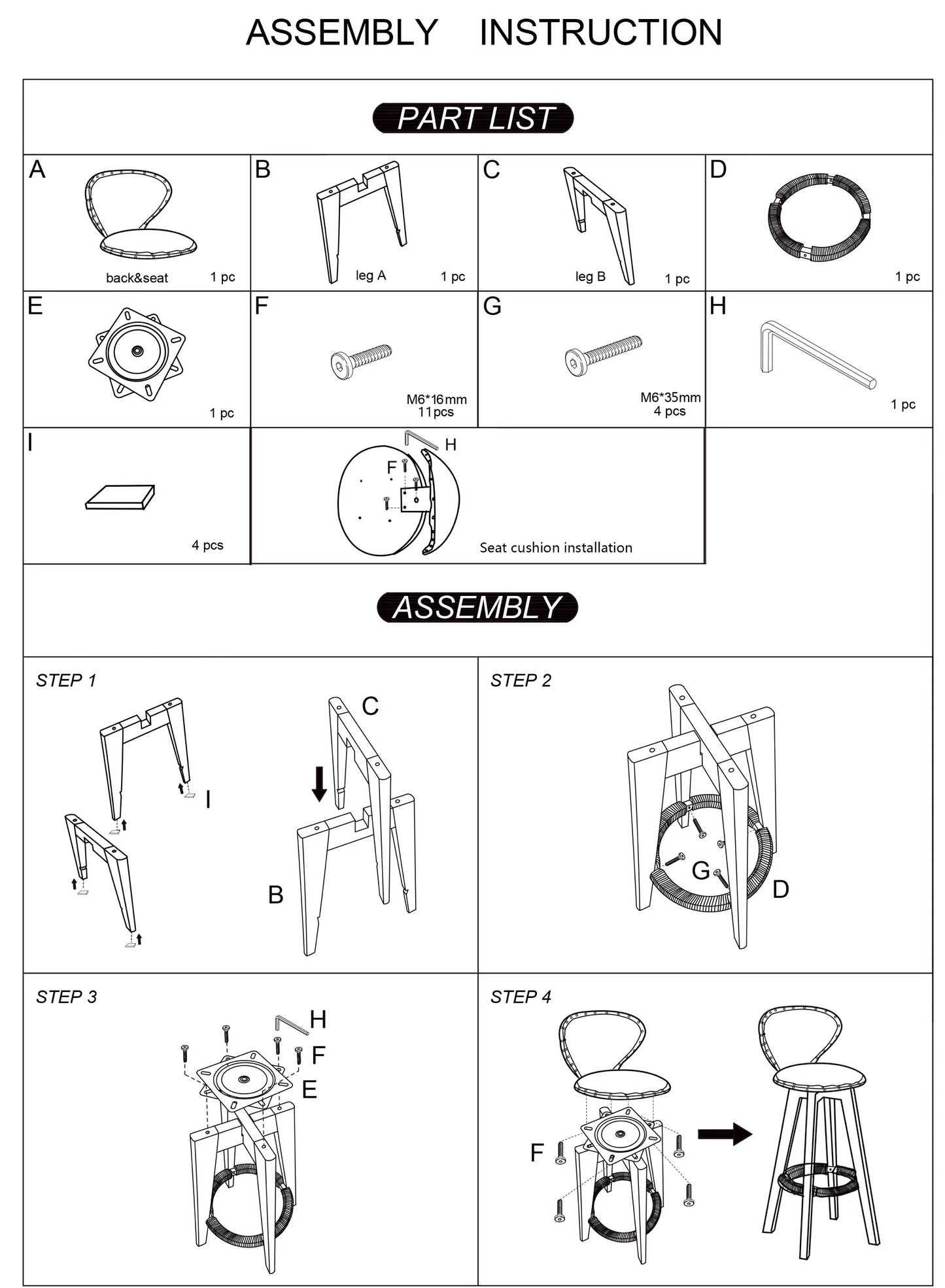Contemporary Scandinavian Round Arc PU Leather Solid Wood Bar Stool Backrest Armless For Dining Room