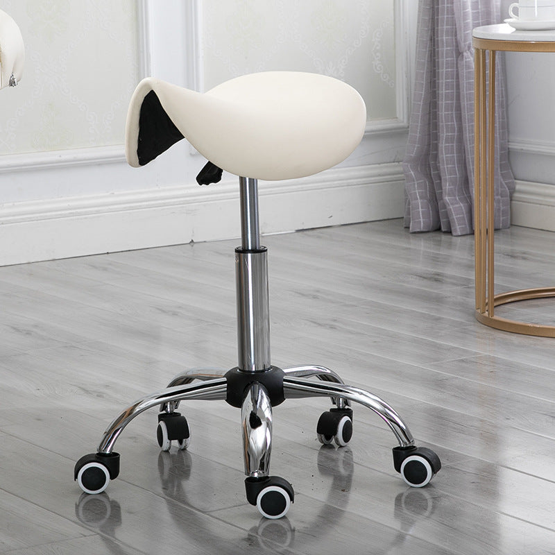 Modern Minimalist Curved PU Leather PVC Electroplate Steel Bar Stool Backless Armless For Dining Room