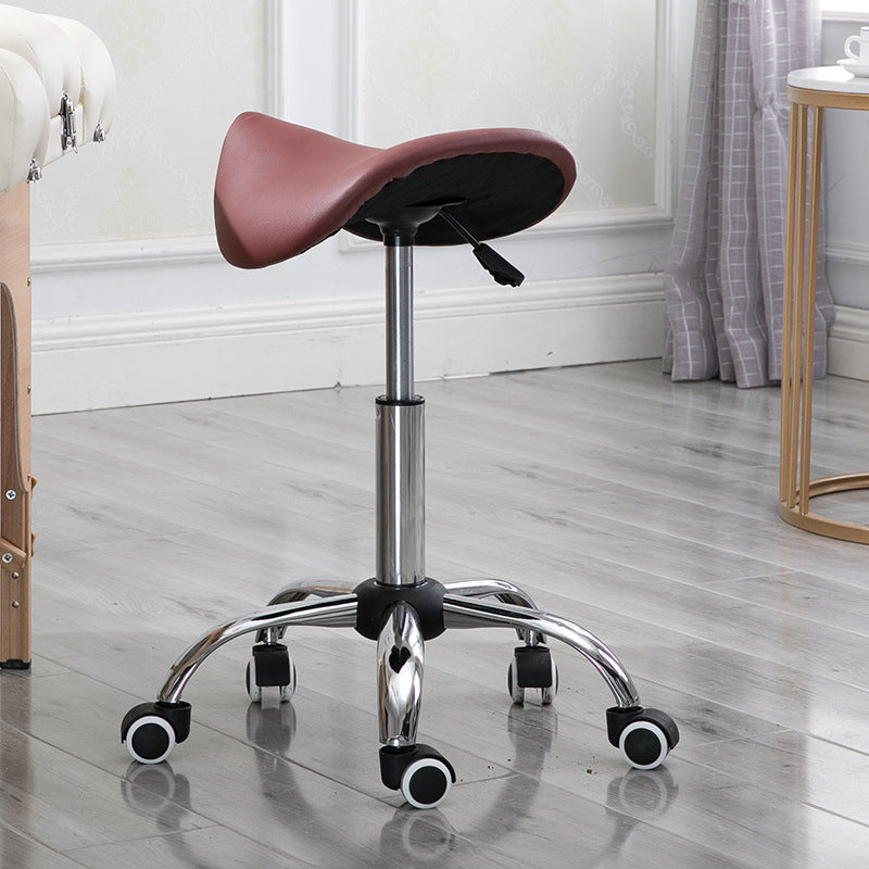 Modern Minimalist Curved PU Leather PVC Electroplate Steel Bar Stool Backless Armless For Dining Room