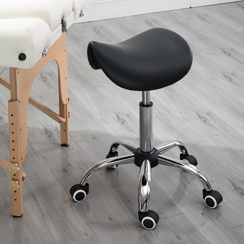 Modern Minimalist Curved PU Leather PVC Electroplate Steel Bar Stool Backless Armless For Dining Room