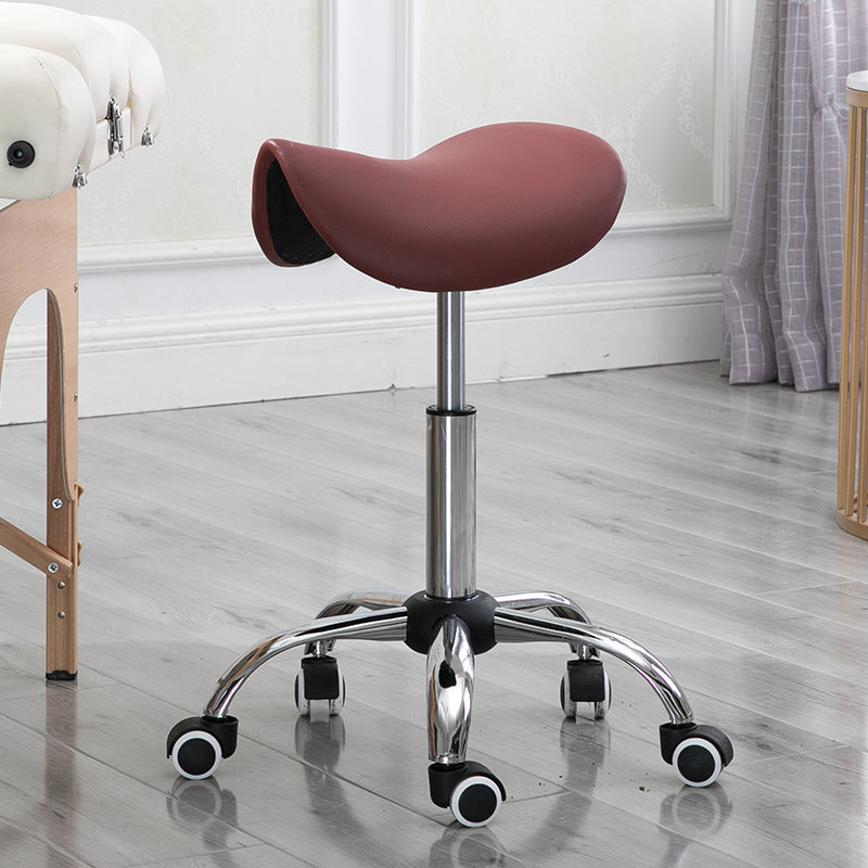 Modern Minimalist Curved PU Leather PVC Electroplate Steel Bar Stool Backless Armless For Dining Room