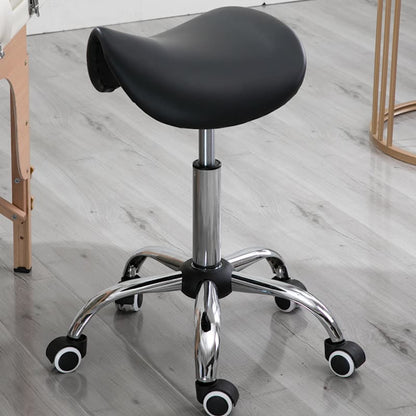Modern Minimalist Curved PU Leather PVC Electroplate Steel Bar Stool Backless Armless For Dining Room