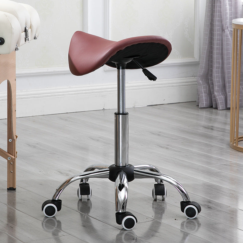 Modern Minimalist Curved PU Leather PVC Electroplate Steel Bar Stool Backless Armless For Dining Room