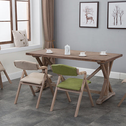 Traditional Rustic Curved Foldable Cotton Linen Hemp Rope Solid Wood Dining Chair Backrest Armrest For Dining Room