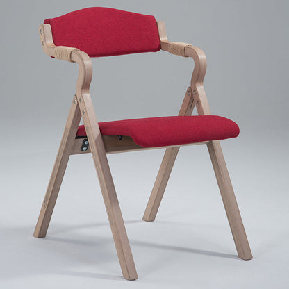 Traditional Rustic Curved Foldable Cotton Linen Hemp Rope Solid Wood Dining Chair Backrest Armrest For Dining Room