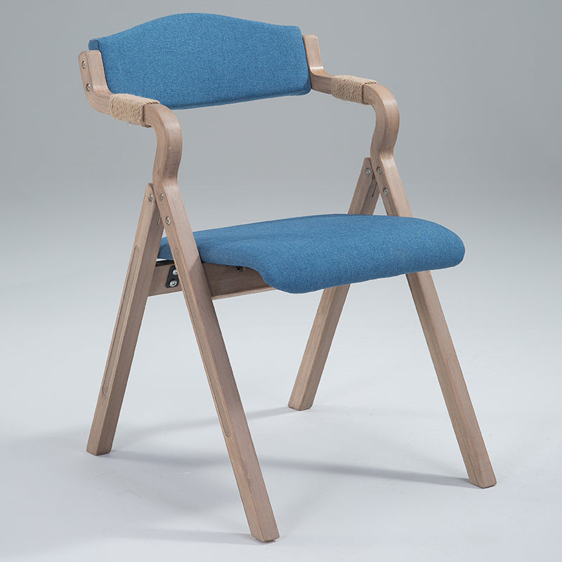 Traditional Rustic Curved Foldable Cotton Linen Hemp Rope Solid Wood Dining Chair Backrest Armrest For Dining Room
