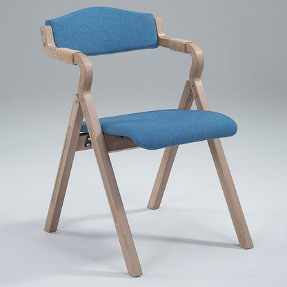 Traditional Rustic Curved Foldable Cotton Linen Hemp Rope Solid Wood Dining Chair Backrest Armrest For Dining Room