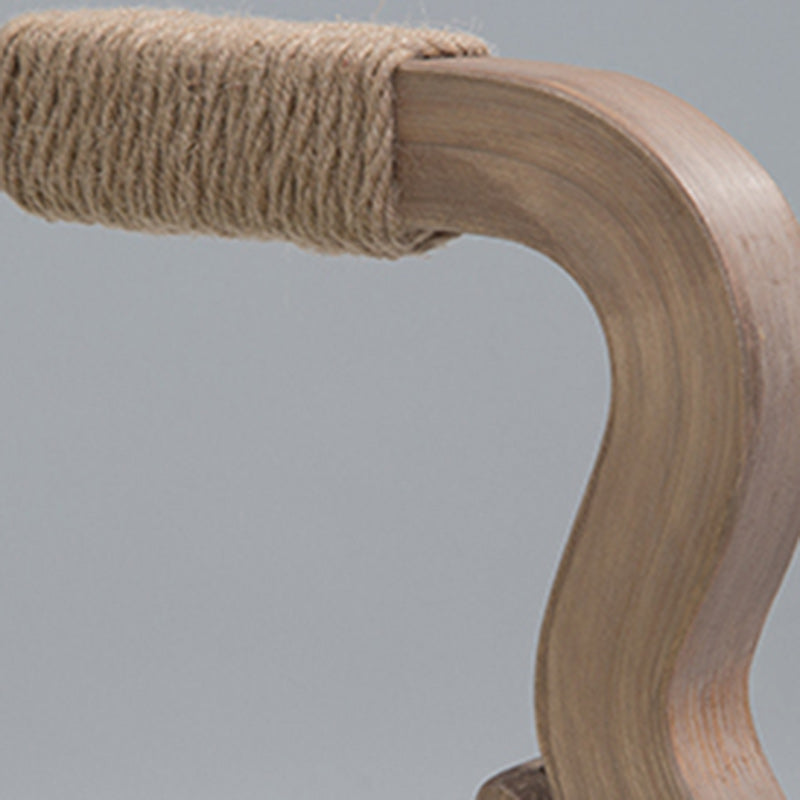 Traditional Rustic Curved Foldable Cotton Linen Hemp Rope Solid Wood Dining Chair Backrest Armrest For Dining Room