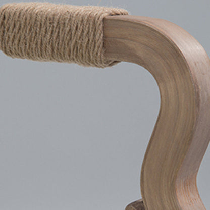 Traditional Rustic Curved Foldable Cotton Linen Hemp Rope Solid Wood Dining Chair Backrest Armrest For Dining Room