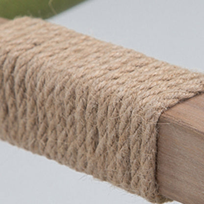 Traditional Rustic Curved Foldable Cotton Linen Hemp Rope Solid Wood Dining Chair Backrest Armrest For Dining Room