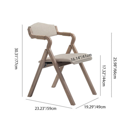 Traditional Rustic Curved Foldable Cotton Linen Hemp Rope Solid Wood Dining Chair Backrest Armrest For Dining Room