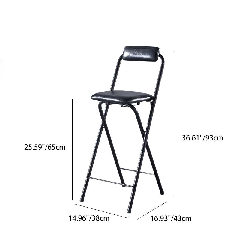 Modern Minimalist PU Leather Iron Foldable Square Bar Stool Backrest Armless For Dining Room