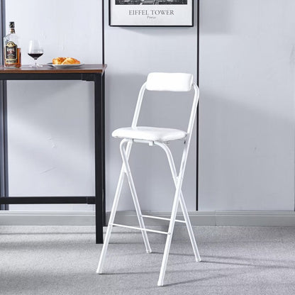 Modern Minimalist PU Leather Iron Foldable Square Bar Stool Backrest Armless For Dining Room