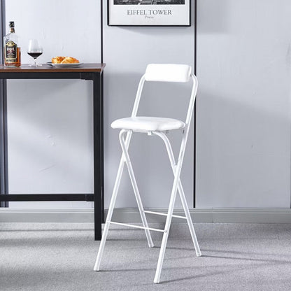 Modern Minimalist PU Leather Iron Foldable Square Bar Stool Backrest Armless For Dining Room