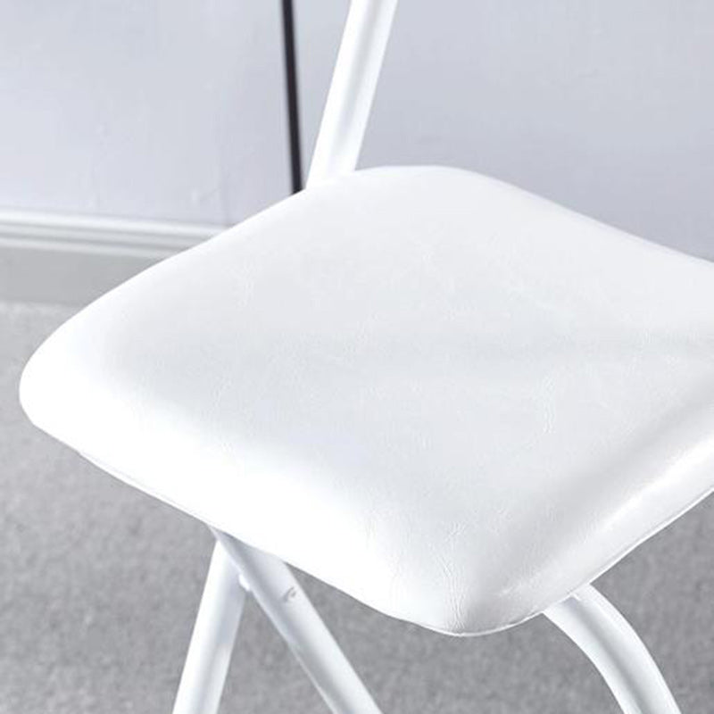 Modern Minimalist PU Leather Iron Foldable Square Bar Stool Backrest Armless For Dining Room