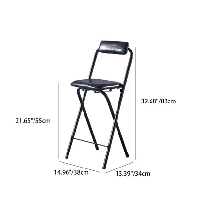 Modern Minimalist PU Leather Iron Foldable Square Bar Stool Backrest Armless For Dining Room