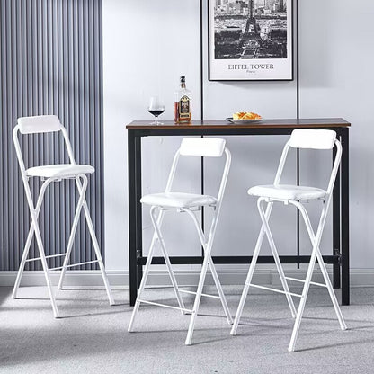 Modern Minimalist PU Leather Iron Foldable Square Bar Stool Backrest Armless For Dining Room
