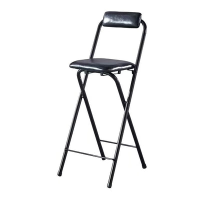 Modern Minimalist PU Leather Iron Foldable Square Bar Stool Backrest Armless For Dining Room