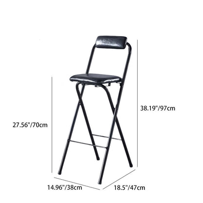Modern Minimalist PU Leather Iron Foldable Square Bar Stool Backrest Armless For Dining Room