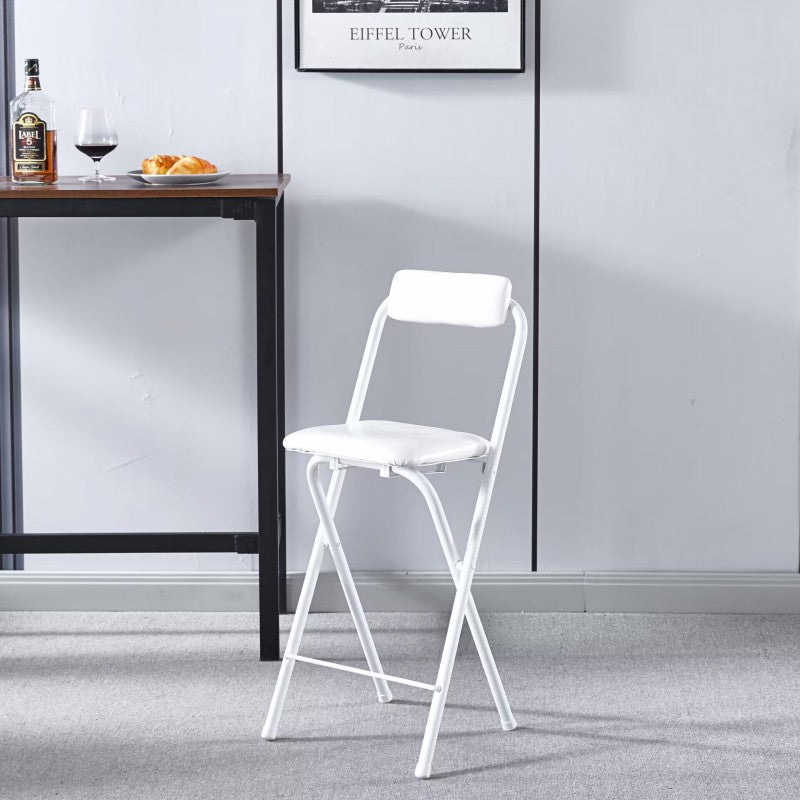 Modern Minimalist PU Leather Iron Foldable Square Bar Stool Backrest Armless For Dining Room