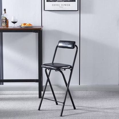 Modern Minimalist PU Leather Iron Foldable Square Bar Stool Backrest Armless For Dining Room