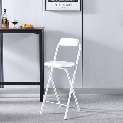 Modern Minimalist PU Leather Iron Foldable Square Bar Stool Backrest Armless For Dining Room