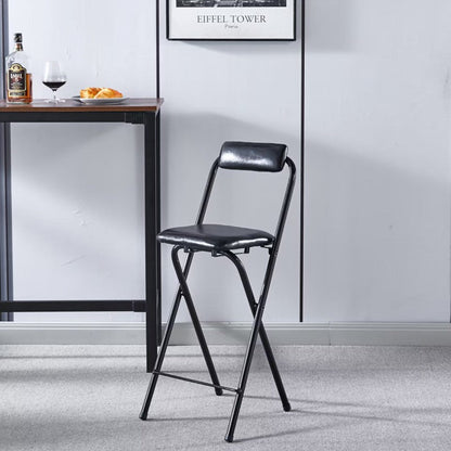Modern Minimalist PU Leather Iron Foldable Square Bar Stool Backrest Armless For Dining Room