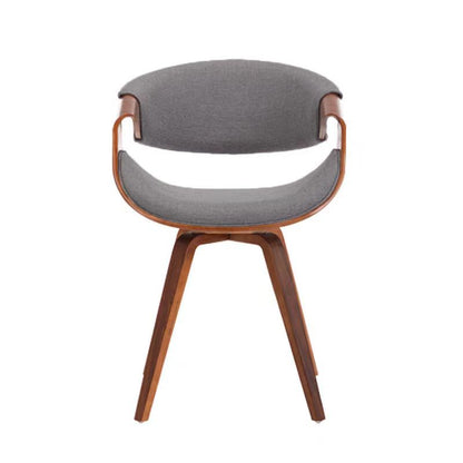 Contemporary Nordic Curved Bent Wood Cotton Linen Leather Dining Chair Backrest Armrest For Dining Room