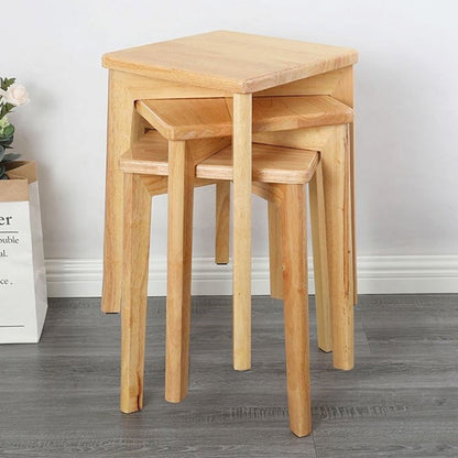 Modern Minimalist Square Solid Wood Low Stool Backless Armless For Dining Room