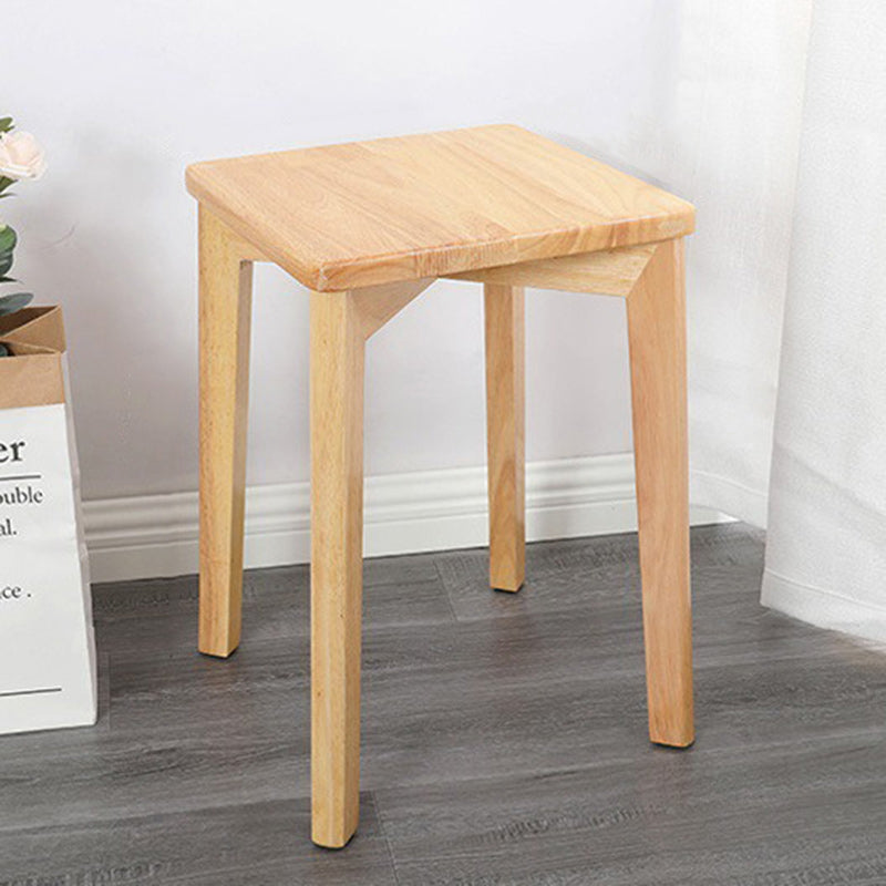 Modern Minimalist Square Solid Wood Low Stool Backless Armless For Dining Room