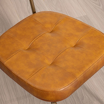 Traditional Rustic Square Arc Leather Solid Wood Iron Dining Chair Backrest Armless For Dining Room