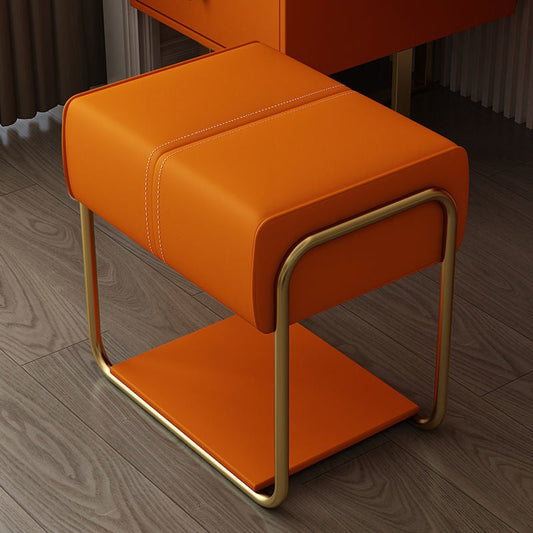 Modern Minimalist Iron Latex Sponge Artificial Leather Square Vanity Stool Backless Armless For Bedroom