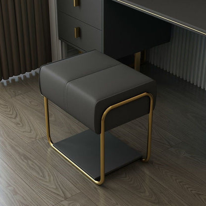 Modern Minimalist Iron Latex Sponge Artificial Leather Square Vanity Stool Backless Armless For Bedroom