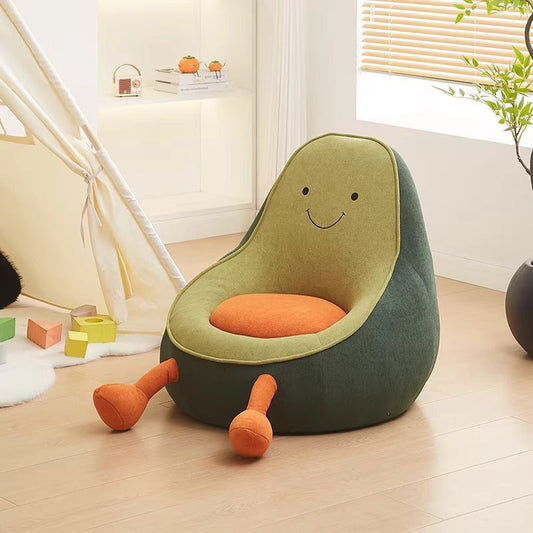 Contemporary Creative Kids Avocado-shaped Penguin-shaped Sponge Lambswool Accent Chair Backrest Armless For Living Room