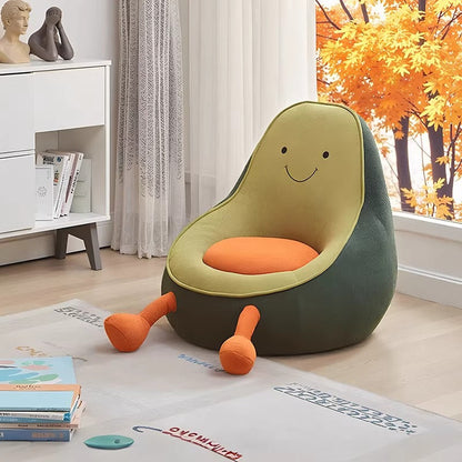 Contemporary Creative Kids Avocado-shaped Penguin-shaped Sponge Lambswool Accent Chair Backrest Armless For Living Room
