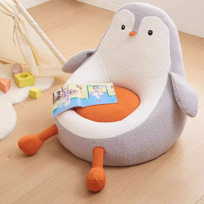 Contemporary Creative Kids Avocado-shaped Penguin-shaped Sponge Lambswool Accent Chair Backrest Armless For Living Room