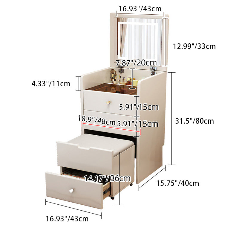 Modern Simplicity Artificial Leather Wood Makeup Vanity 2 - Drawer For Bedroom