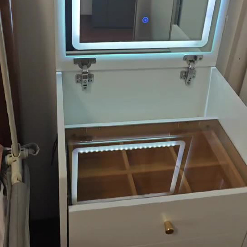 Modern Simplicity Artificial Leather Wood Makeup Vanity 2 - Drawer For Bedroom