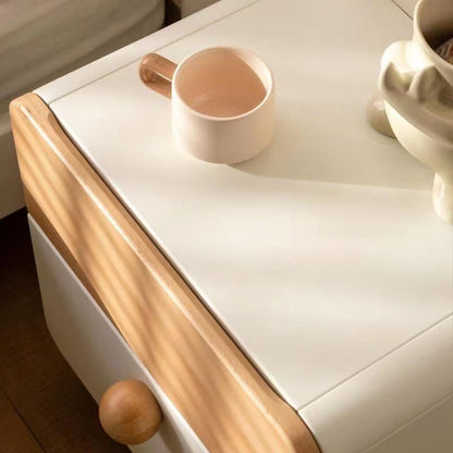 Contemporary Simplicity Square Cube Solid Wood Nightstand 2 - Drawer For Bedroom