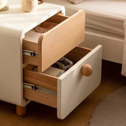 Contemporary Simplicity Square Cube Solid Wood Nightstand 2 - Drawer For Bedroom