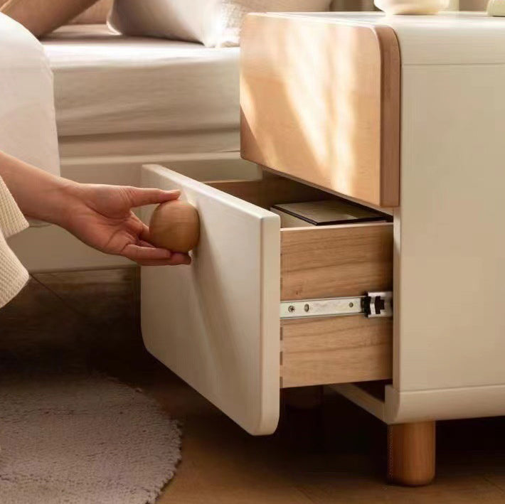 Contemporary Simplicity Square Cube Solid Wood Nightstand 2 - Drawer For Bedroom