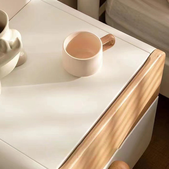 Contemporary Simplicity Square Cube Solid Wood Nightstand 2 - Drawer For Bedroom