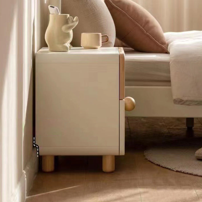 Contemporary Simplicity Square Cube Solid Wood Nightstand 2 - Drawer For Bedroom